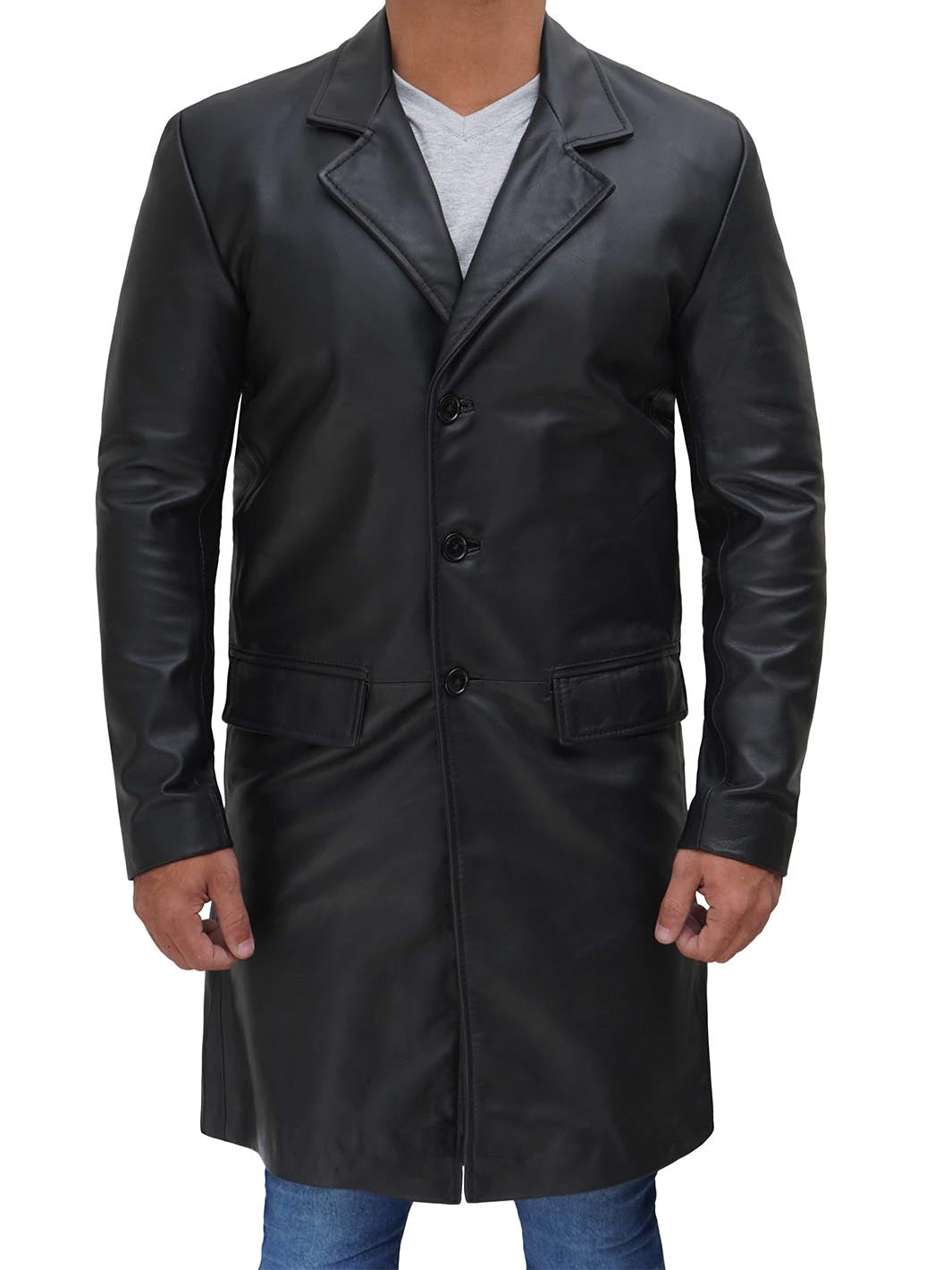 Manteau en cuir noir