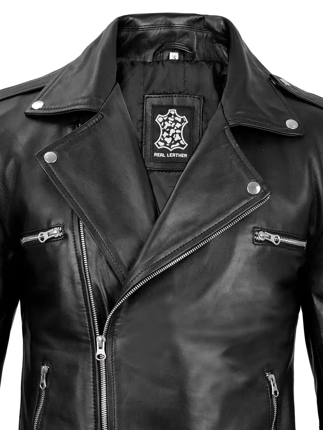 Blouson motard en cuir noir