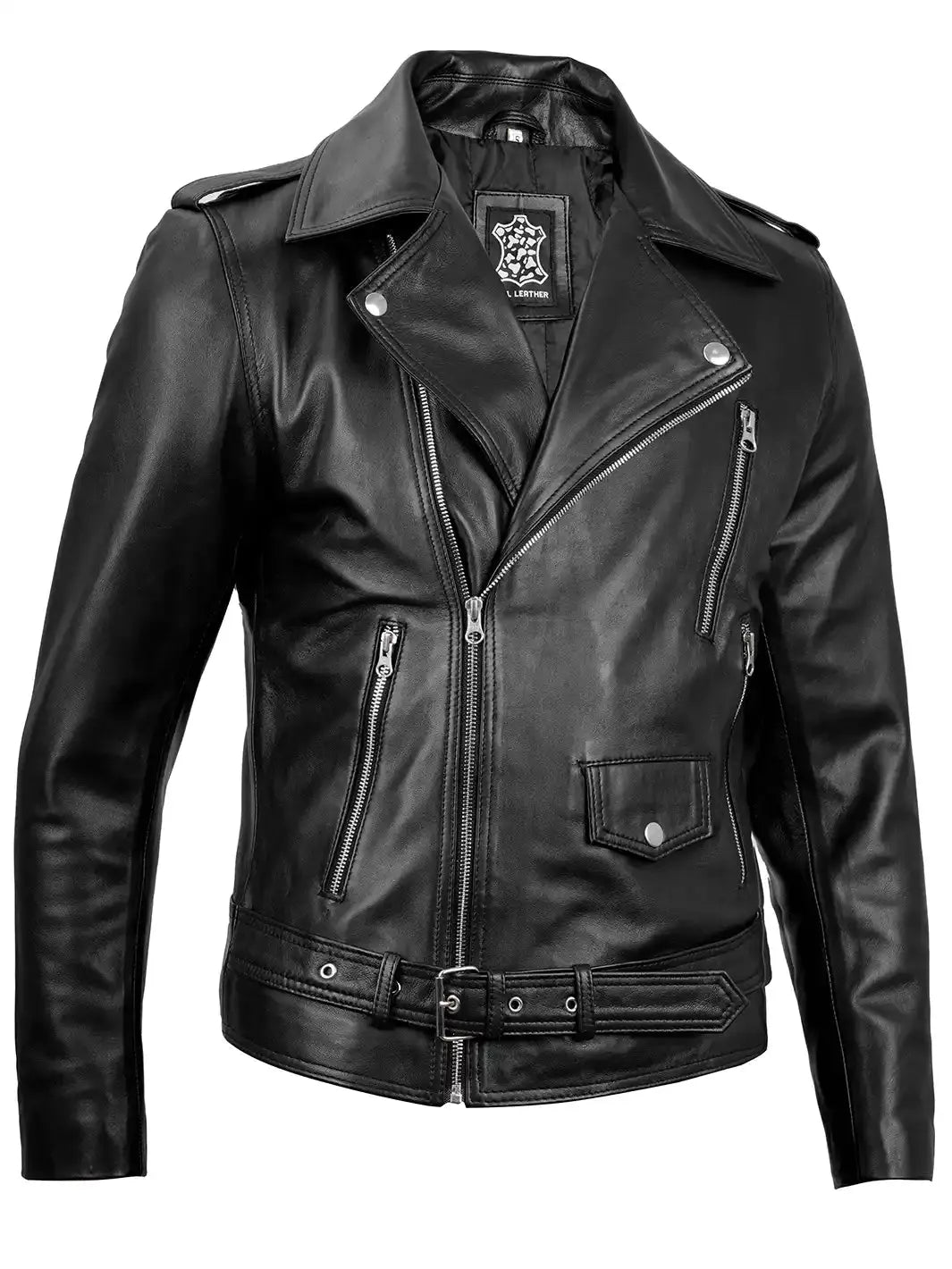Veste en cuir noir