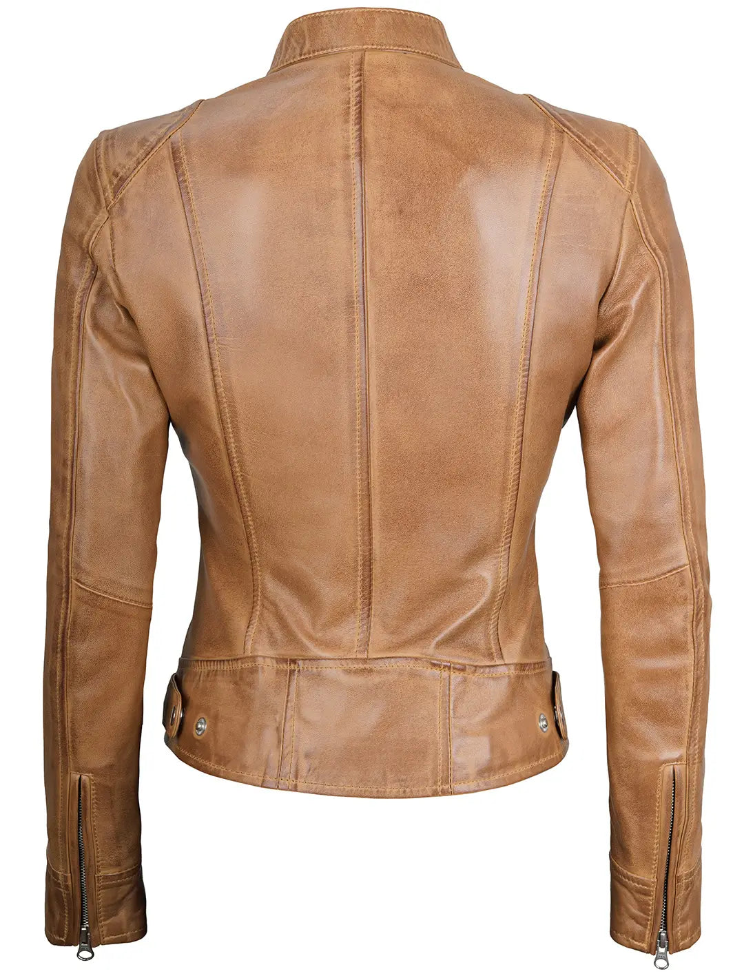 Veste en cuir marron camel