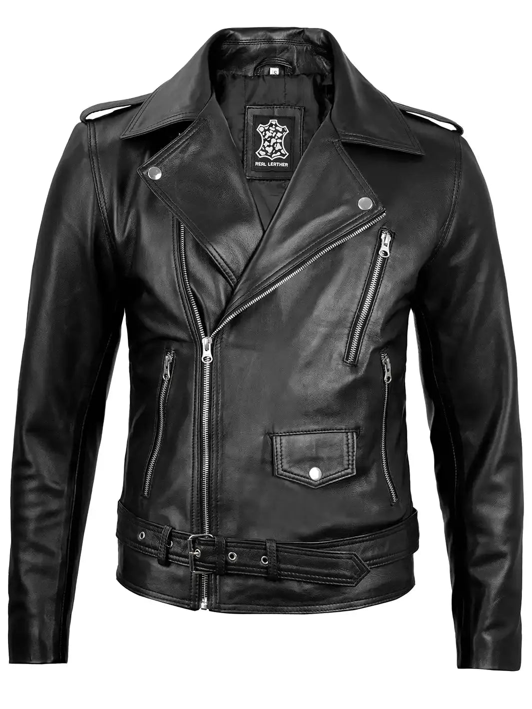 Veste de moto noire pour hommes