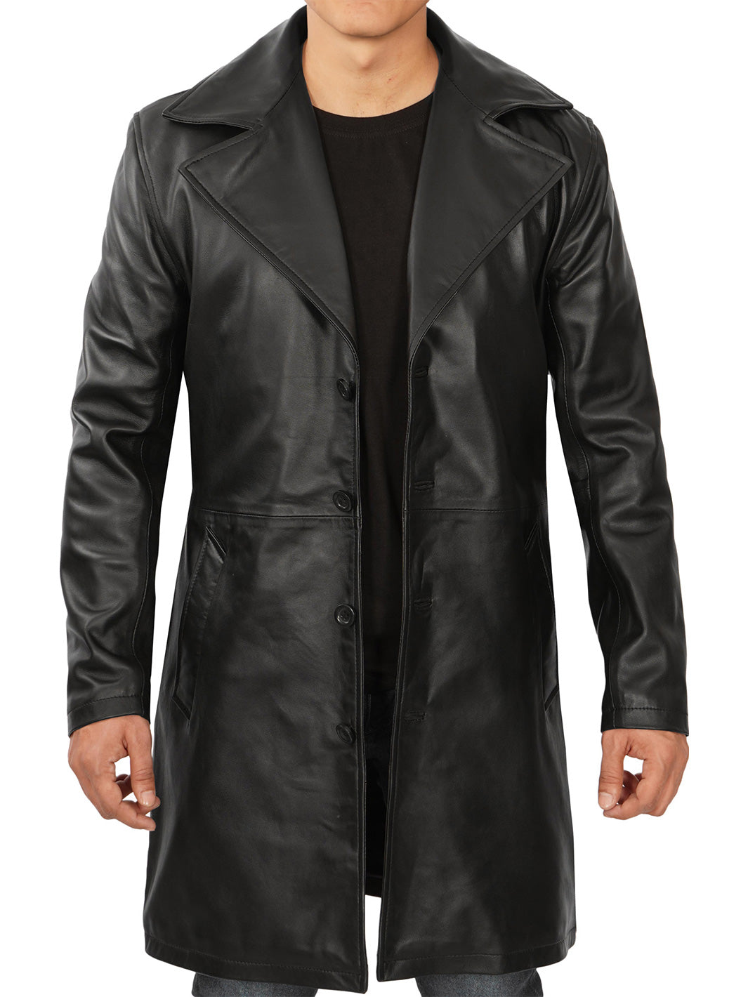 Veste en cuir noir pour homme