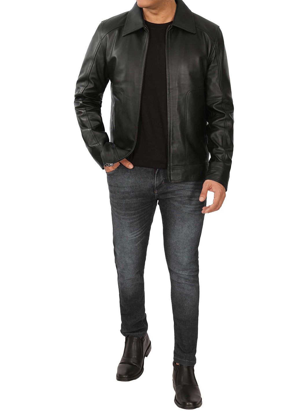 Blouson moto noir homme