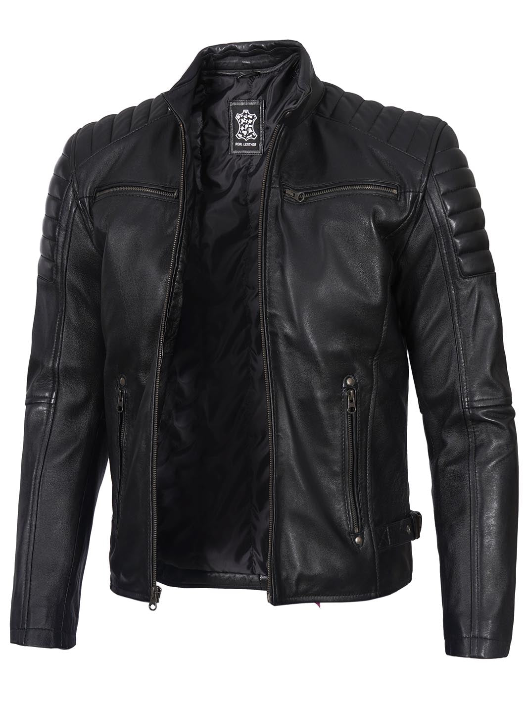 Veste en cuir Café Racer pour hommes