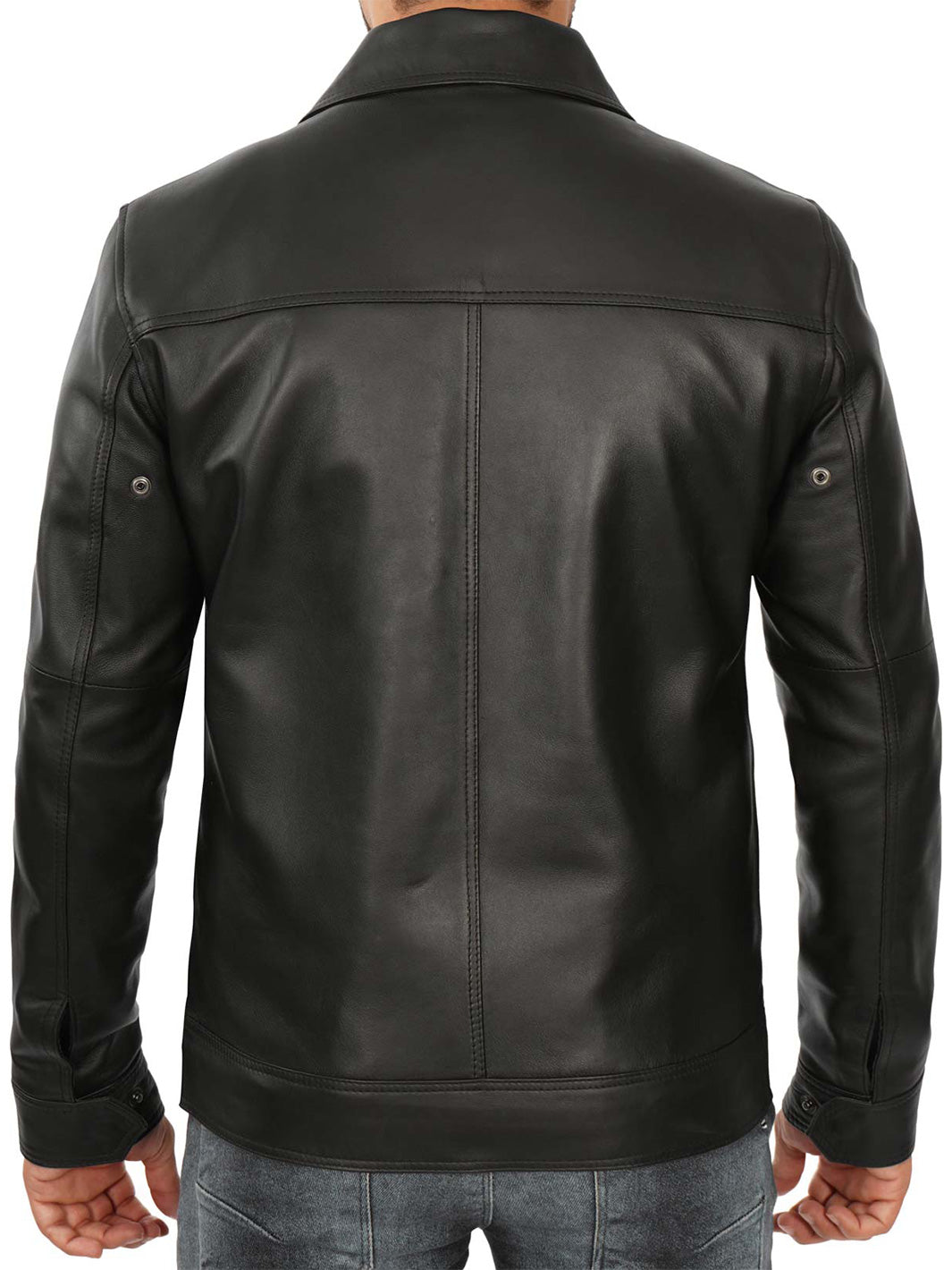 Veste en cuir de motard vintage noire pour homme