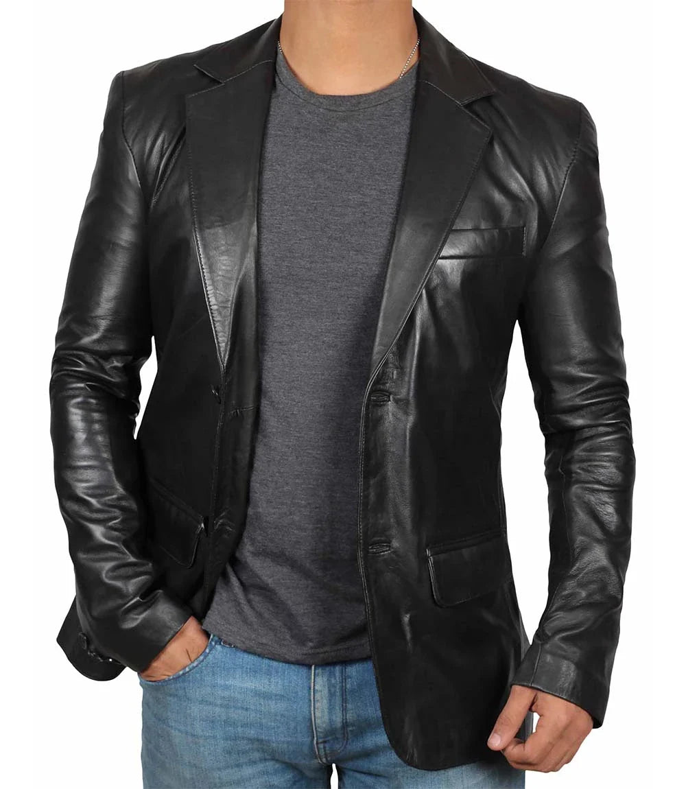 Veste blazer en cuir pour hommes
