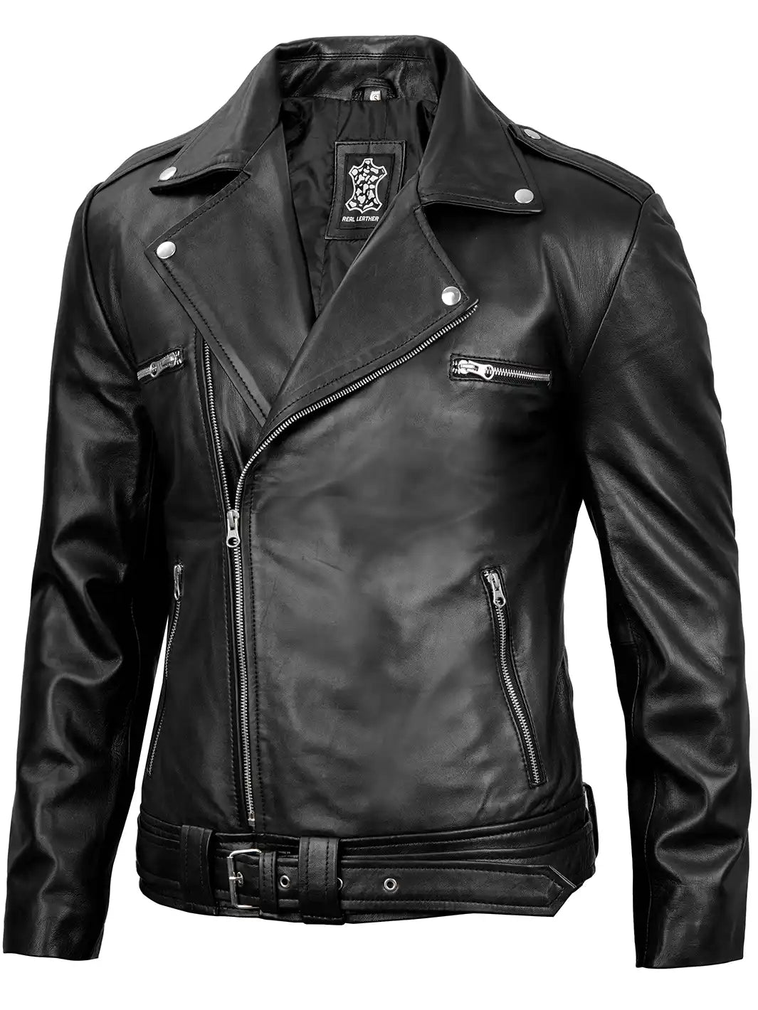 Veste motard en cuir pour homme