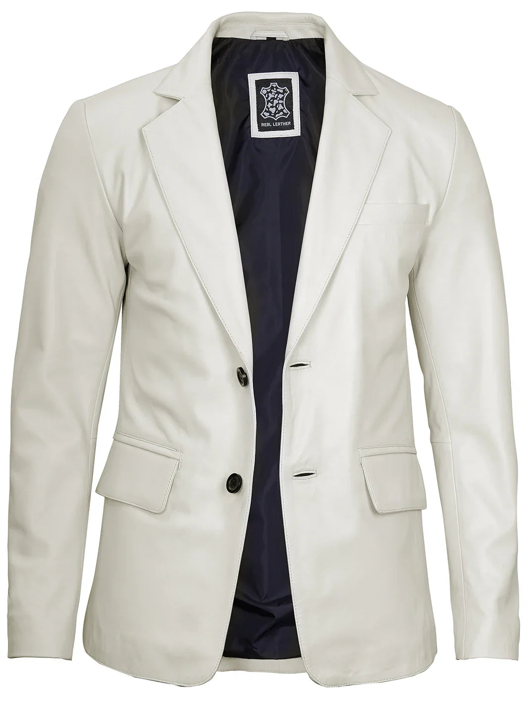 Blazer en cuir blanc cassé pour homme