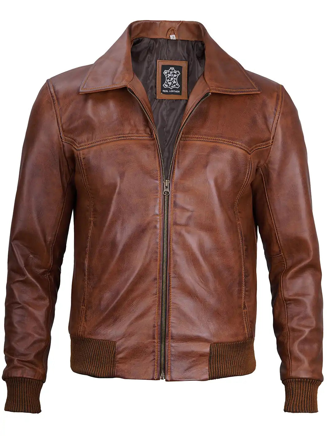 veste en cuir véritable pour homme