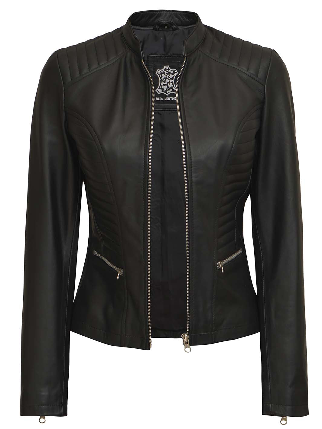 Rachel Blouson en cuir noir Cafe Racer femme