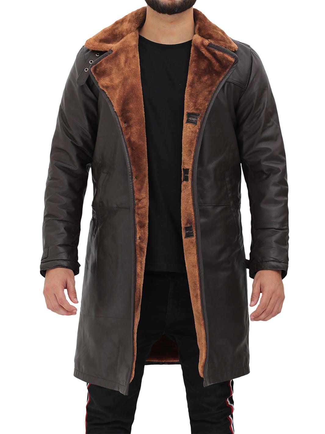 Turlock Manteau en cuir de mouton marron pour homme