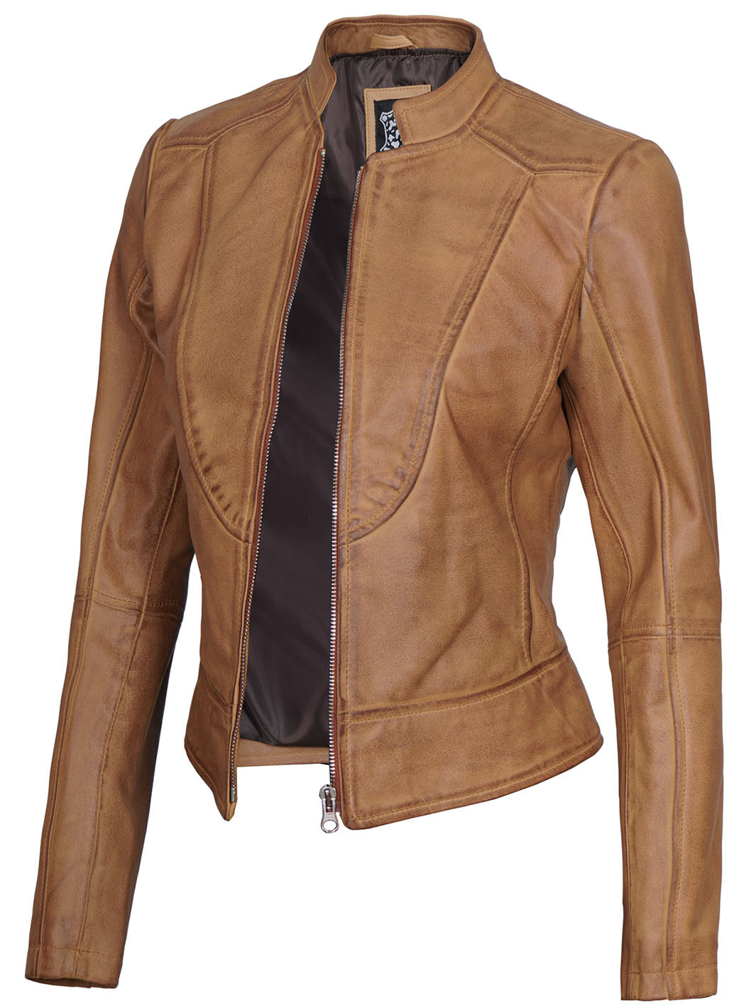 Veste en cuir Cafe Racer pour femme