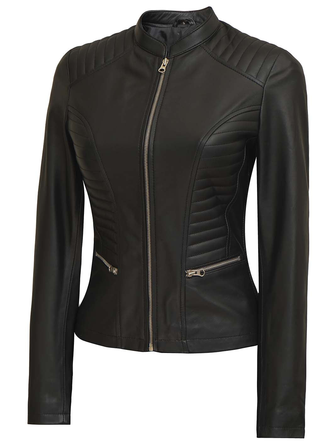 Blouson en cuir Cafe Racer pour femme