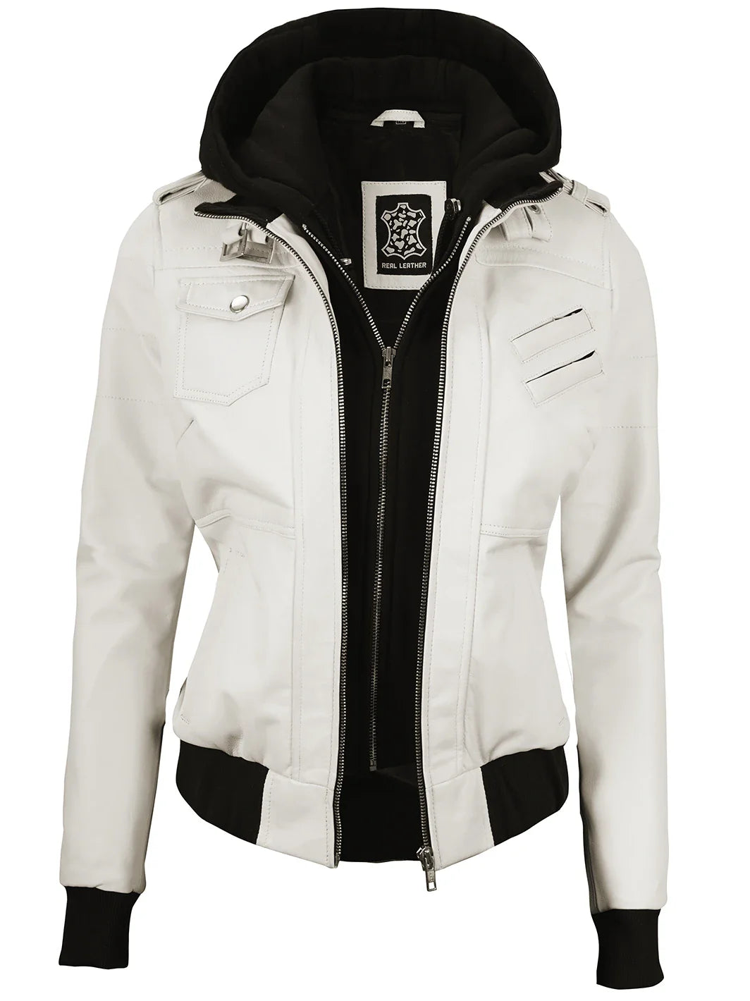 Veste en cuir bomber femme