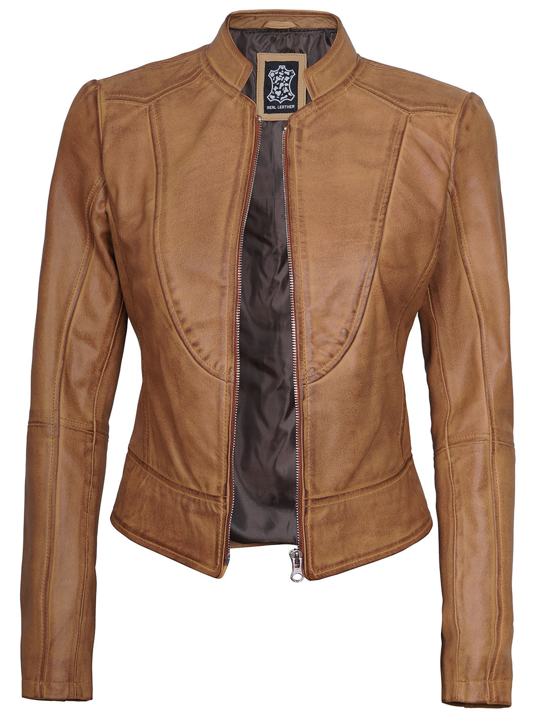 Veste en cuir marron pour homme