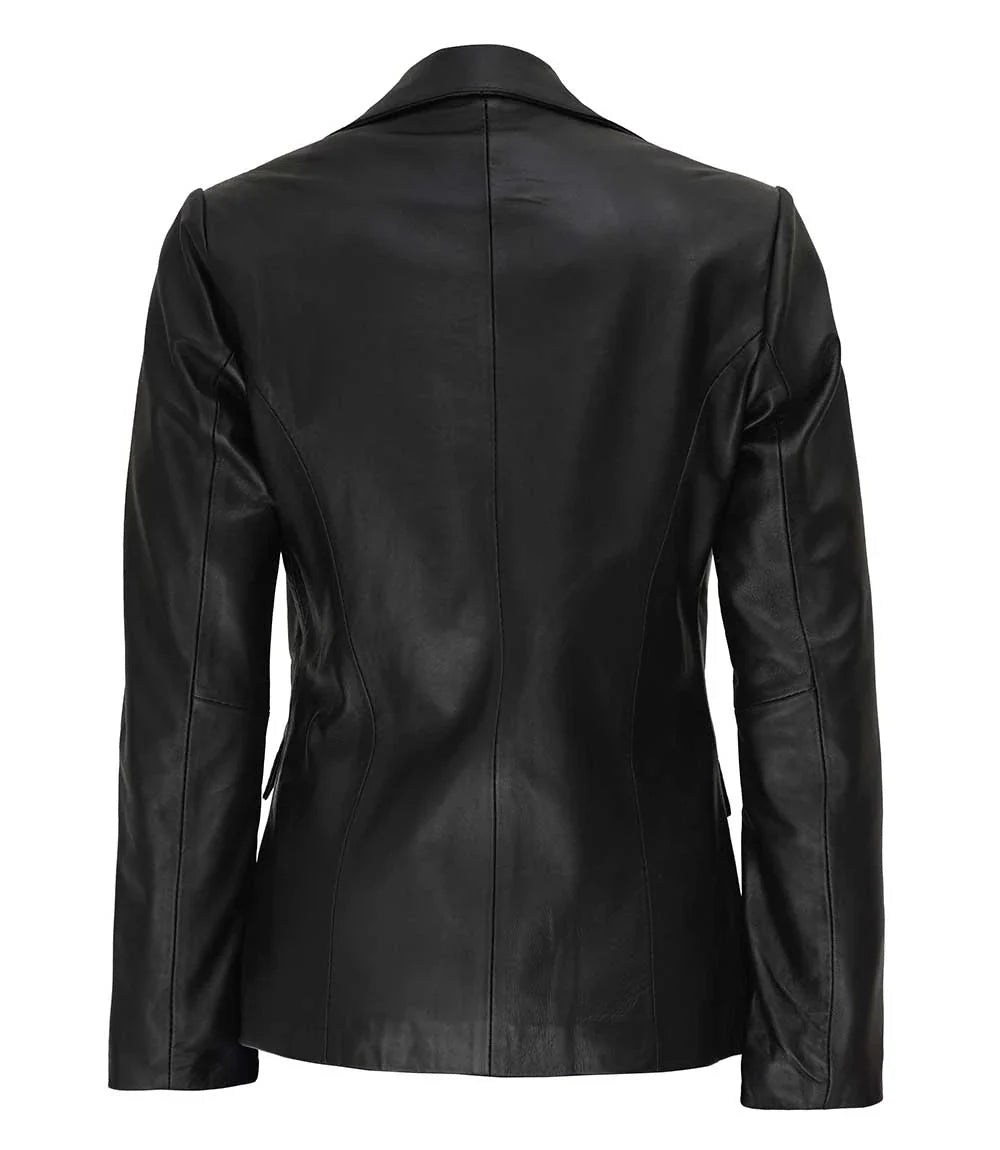 Manteau en cuir noir pour femme