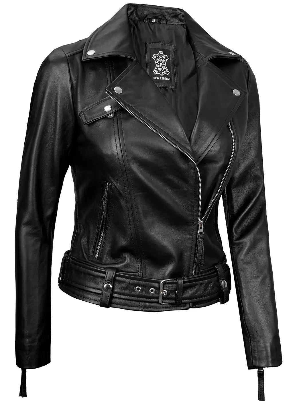 Blouson cuir motard noir femme
