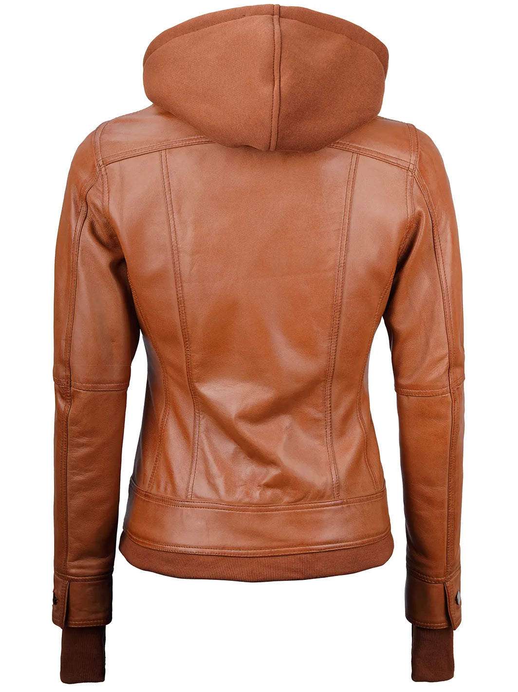 Veste en cuir à capuche pour femme