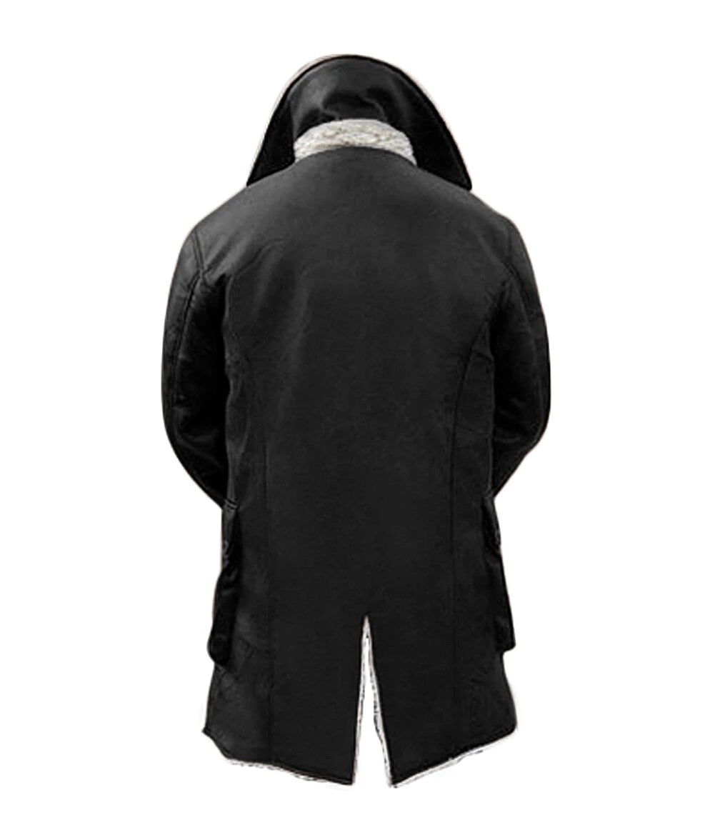 Manteau d'hiver noir en cuir véritable style bombardier suédois Bane