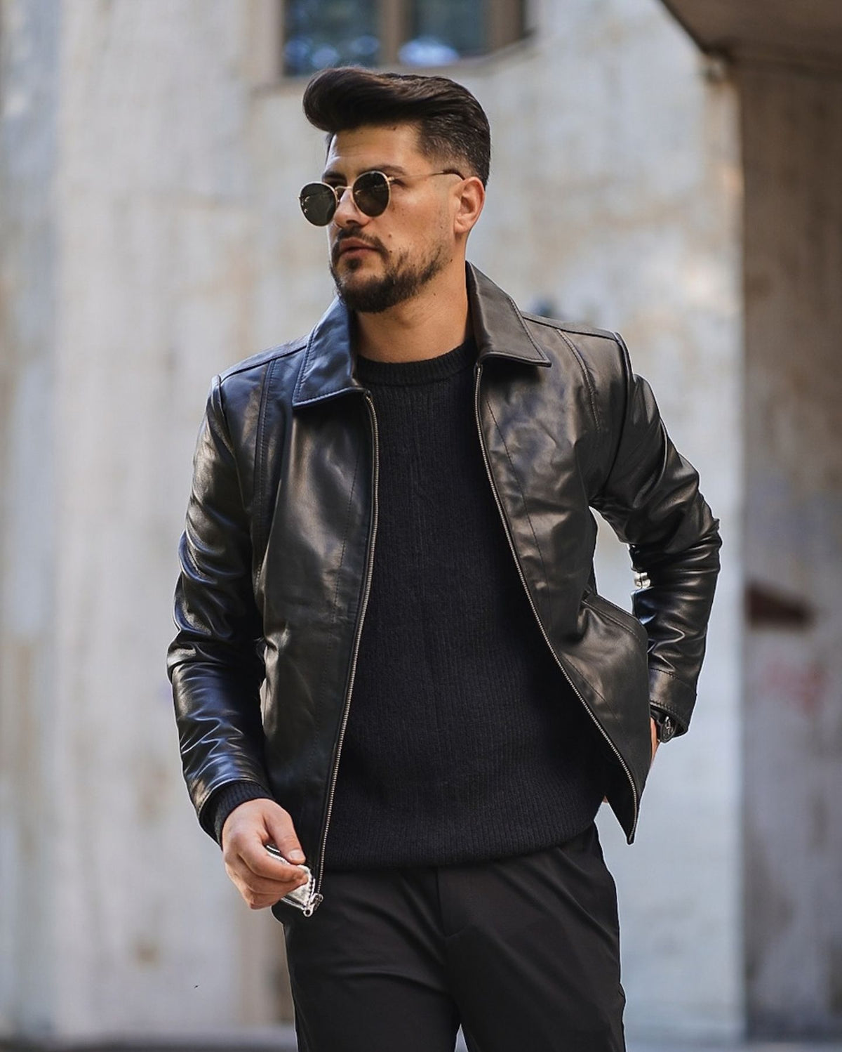 VESTE EN CUIR NOIR