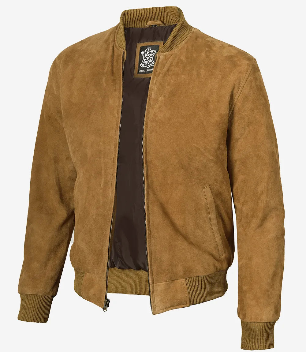 veste en cuir suédé marron pour homme