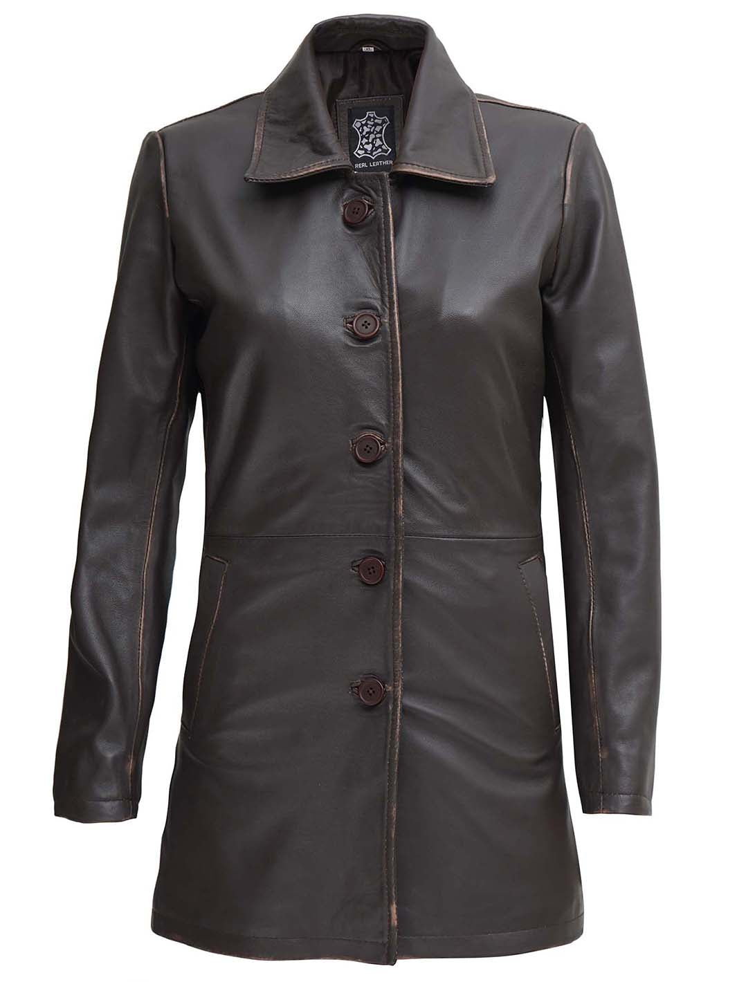 leather car coat womens