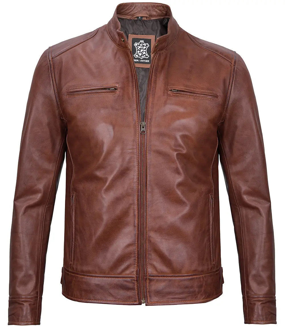 veste marron café racer