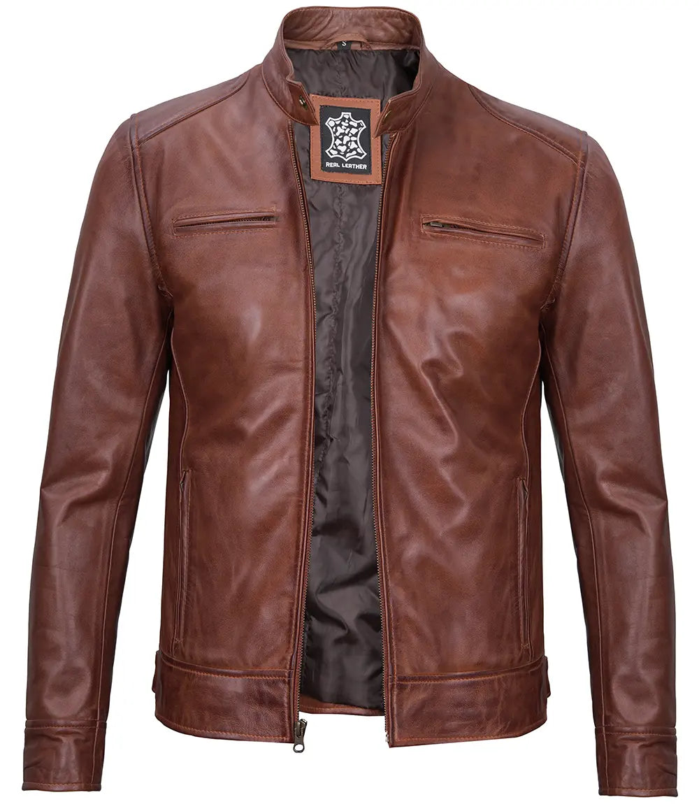 veste café racer marron