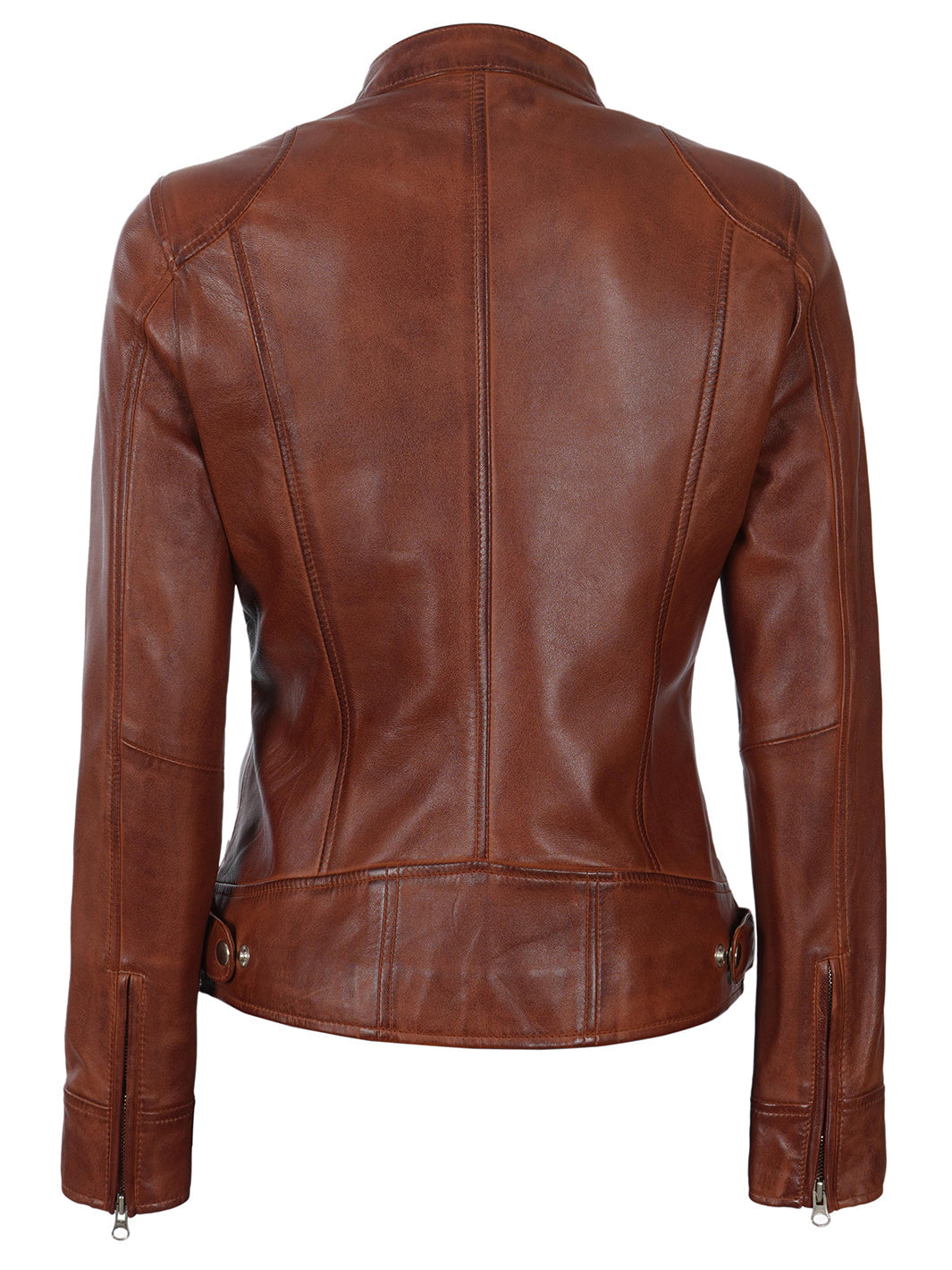 veste en cuir femme cognac