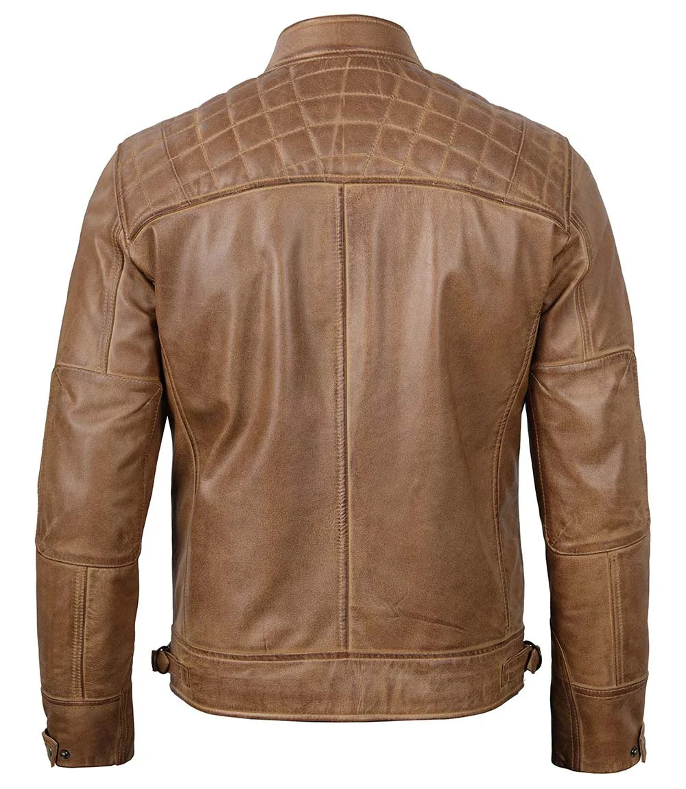 Veste en cuir camel