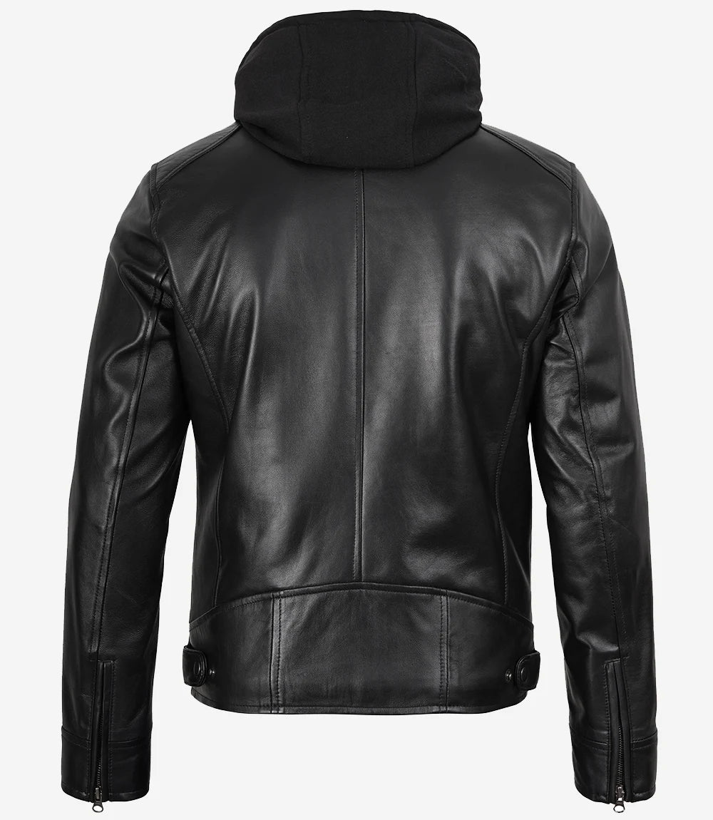 Veste en cuir de motard noire