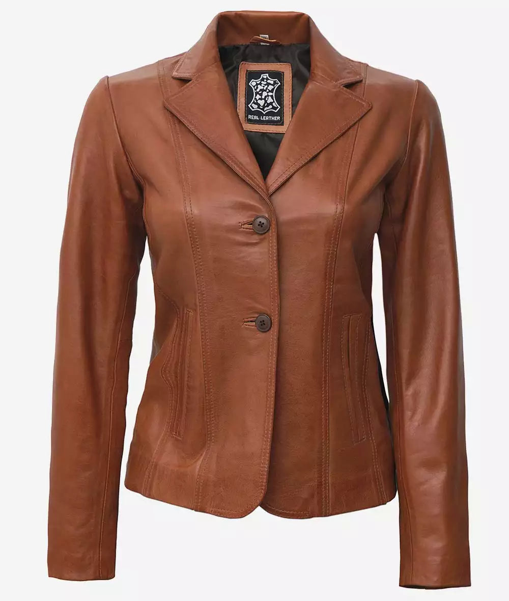 blazer en cuir femme