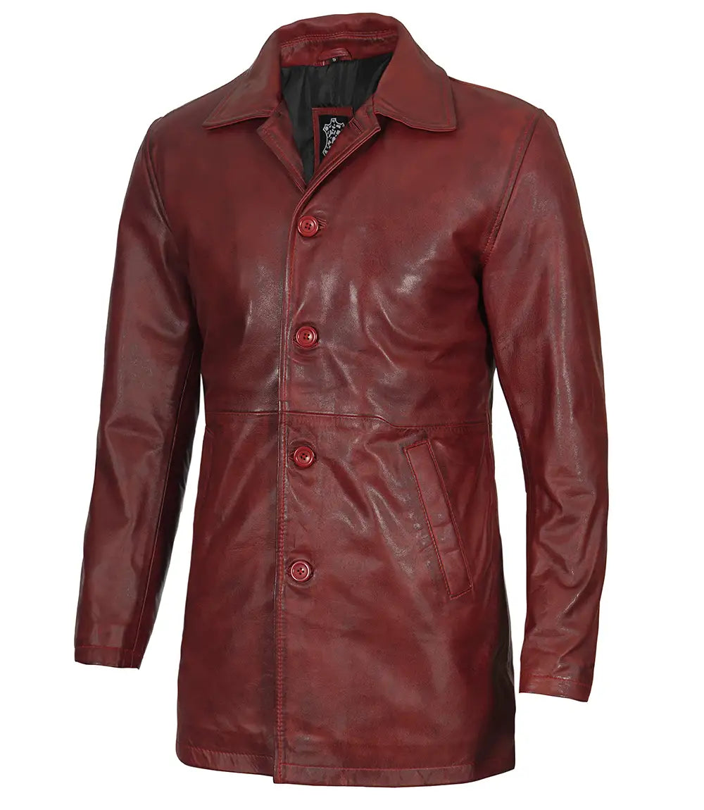 manteau en cuir marron pour hommes
