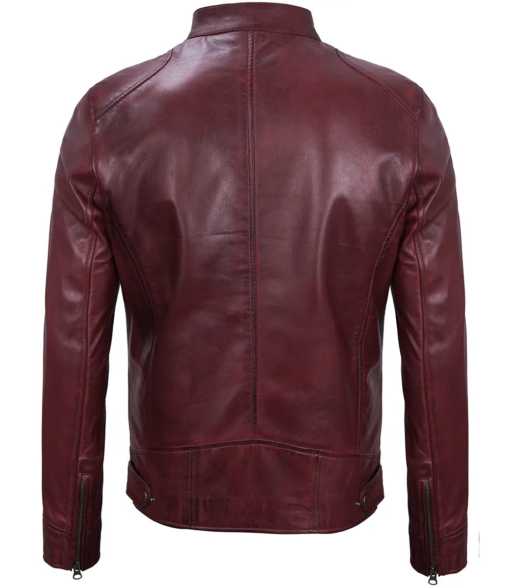 veste en cuir homme marron cafe racer
