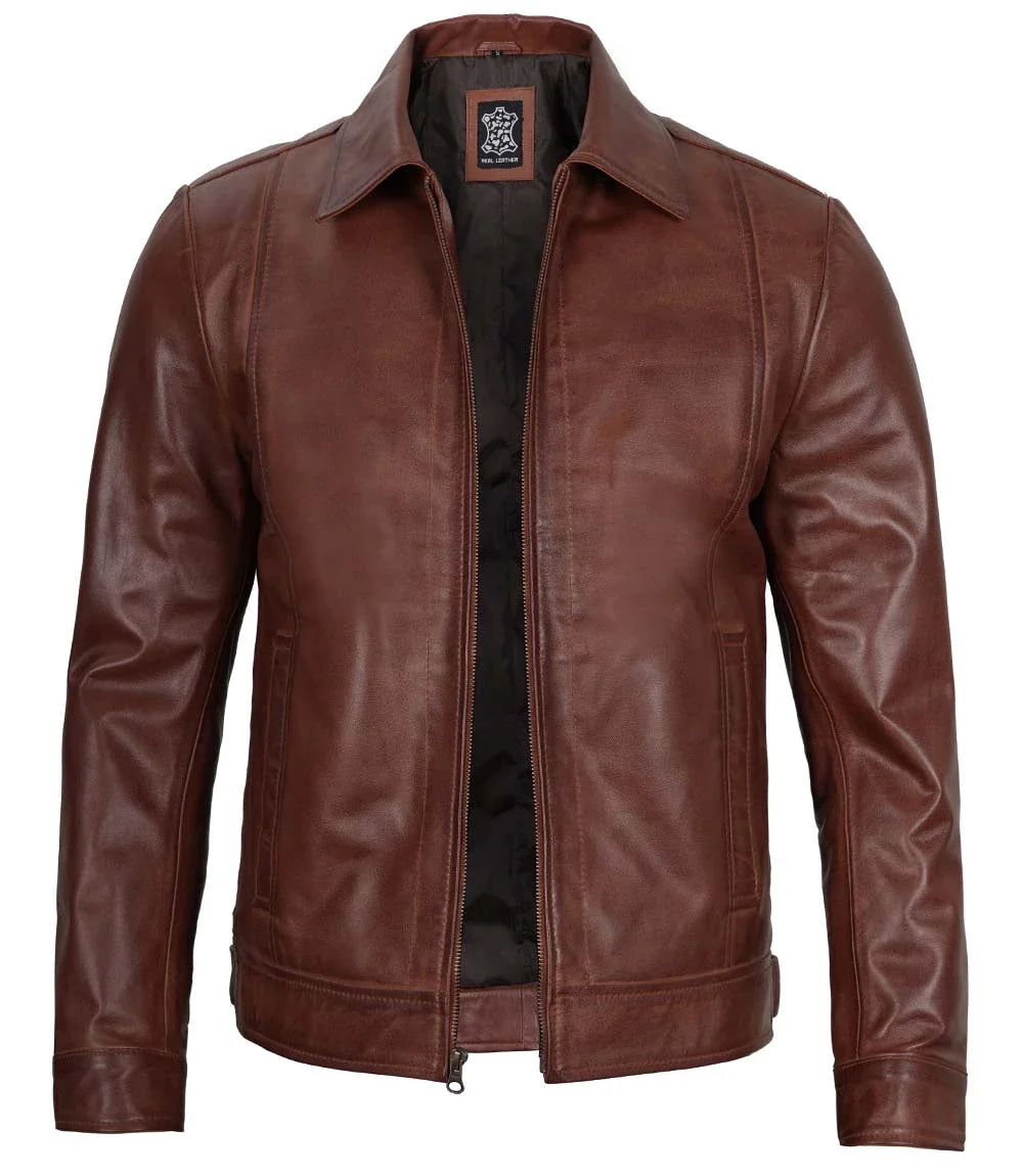 veste en cuir beige marron style John Wick pour homme