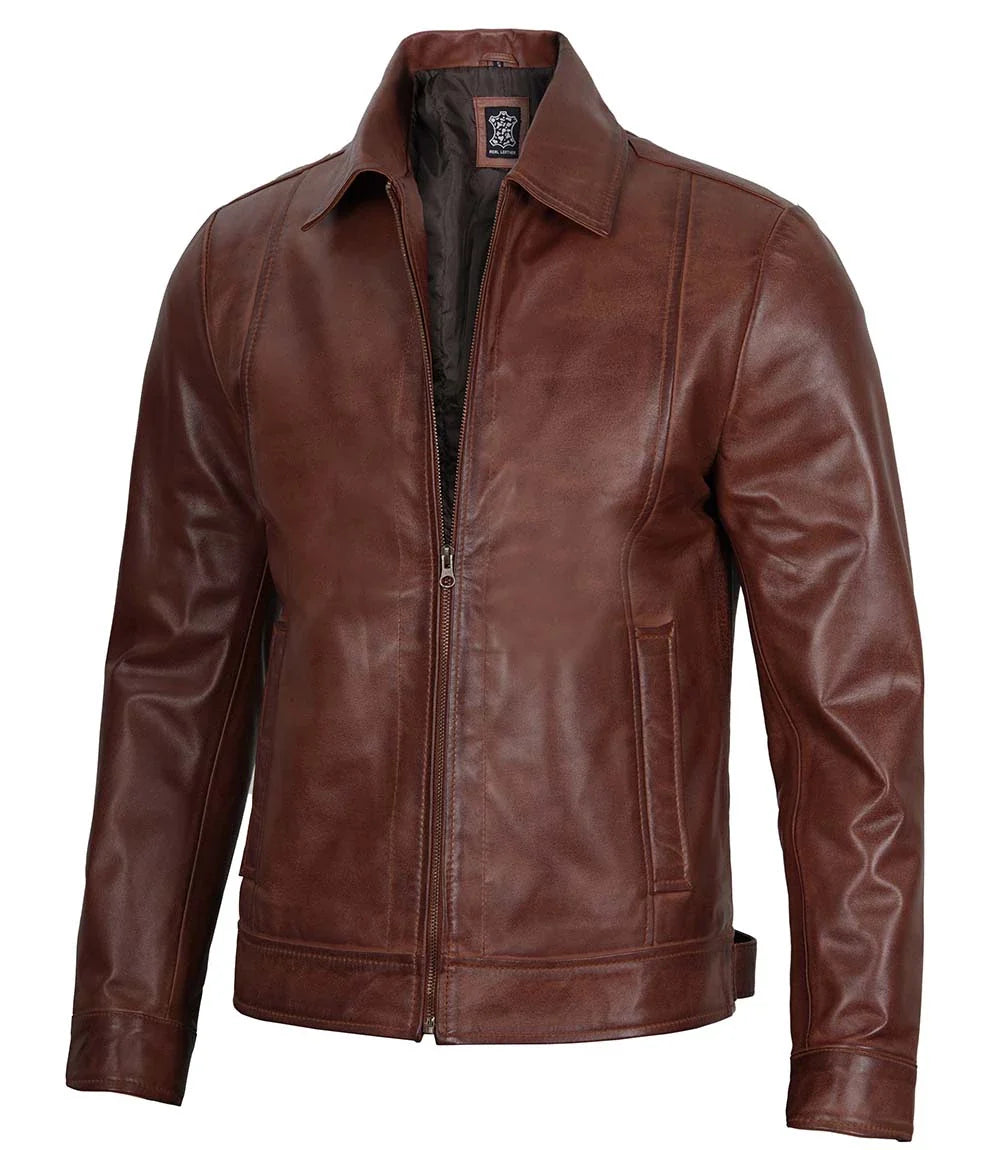 veste en cuir beige marron style John Wick pour homme