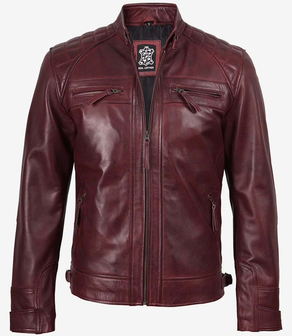 veste de motard en cuir pour homme