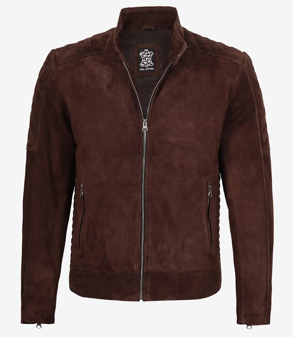 veste en cuir suédé marron pour homme