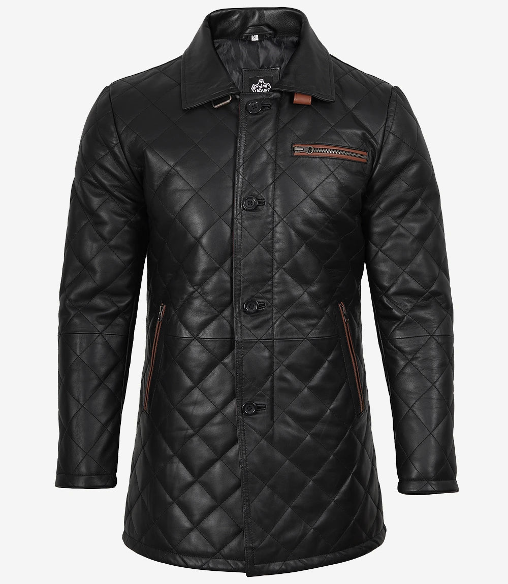 Manteau de voiture en cuir matelassé