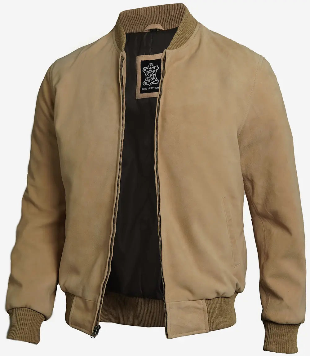 Adamsville Veste bomber en daim camel pour homme