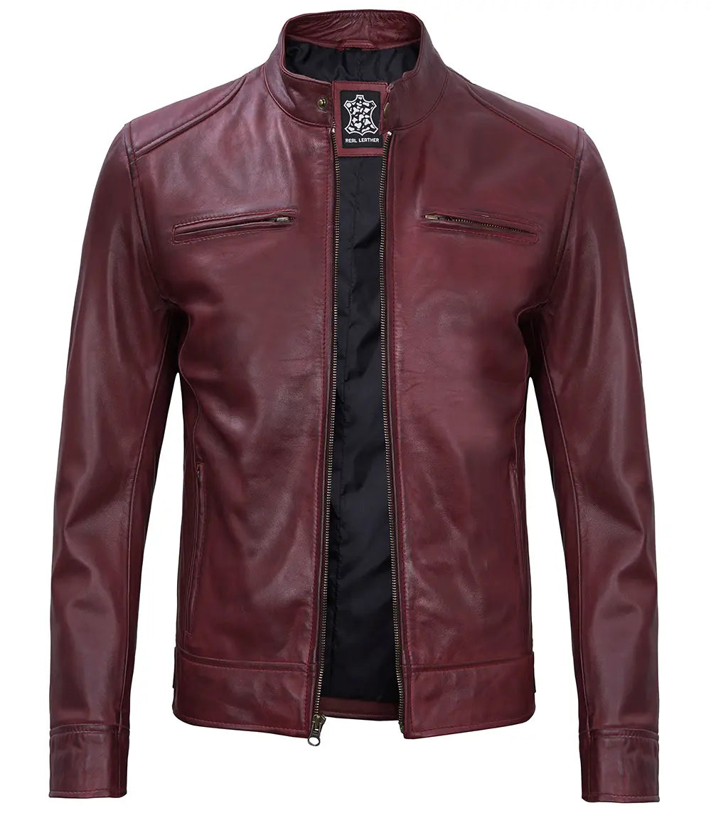 veste café racer en cuir véritable homme