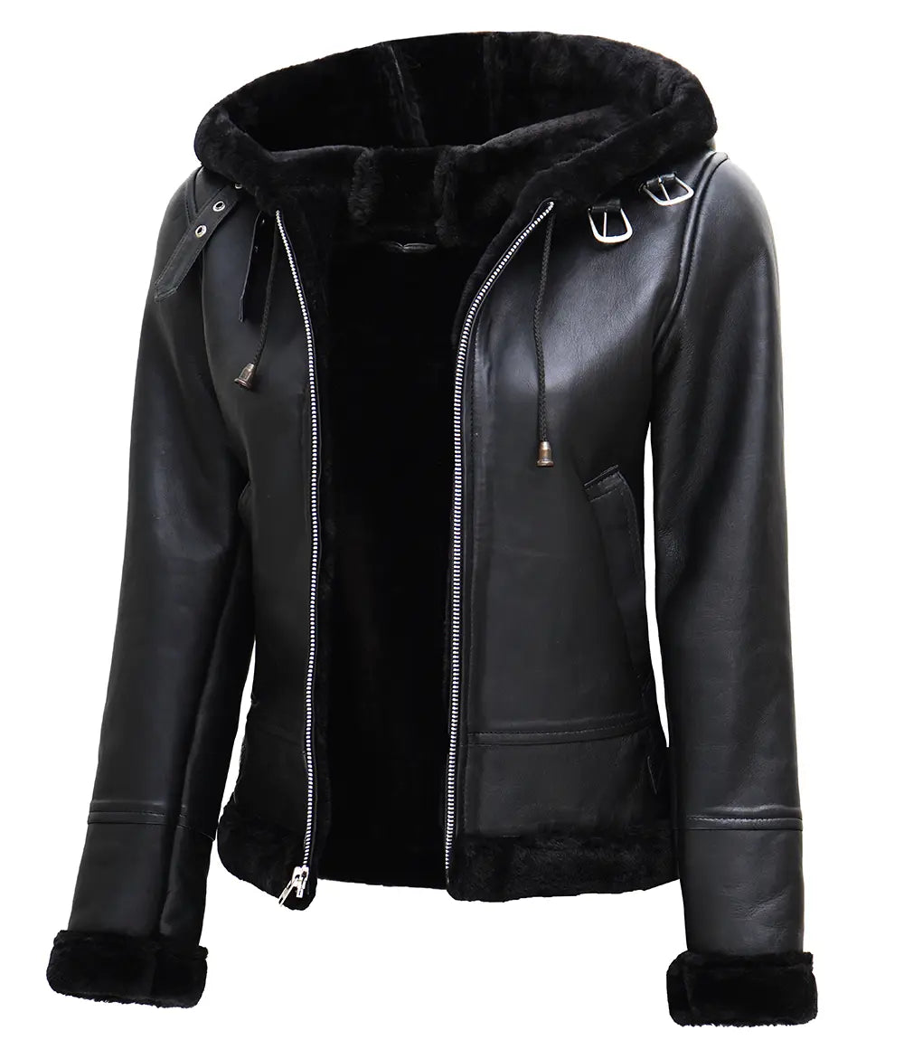 Veste Capuche Cuir élégante Veste En Cuir Urban Leather Femme Avec Capuche - Style SK1 Veste Fashion Urbaine Taille 2XL Veste Capuche Cuir élégante Veste En Cuir Urban Leather Femme Avec Capuche - Style SK1 Veste Fashion Urbaine Taille 2XL