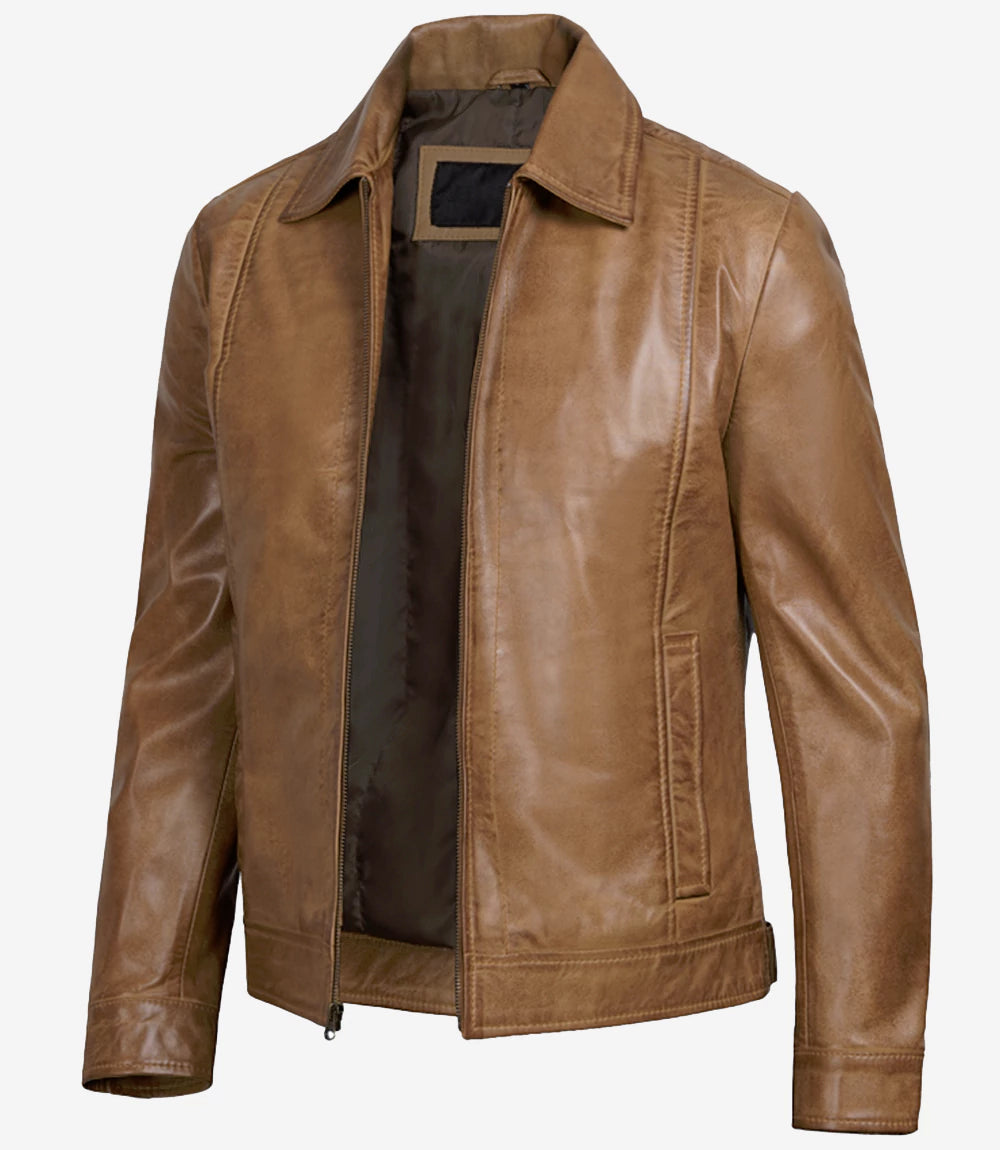 Classique Moto Camel Veste en cuir homme