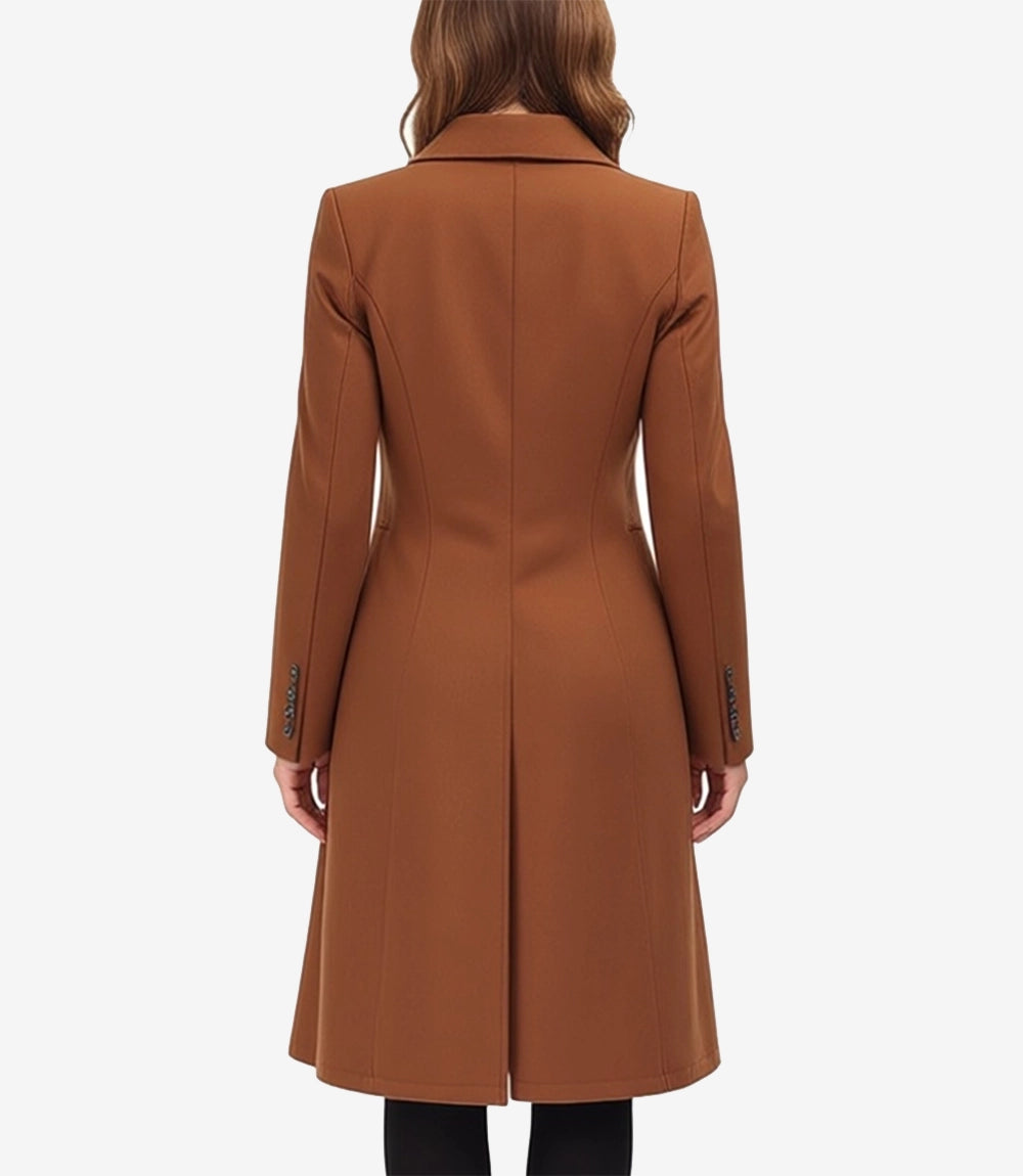 Femme Chameau Marron Manteau En Laine