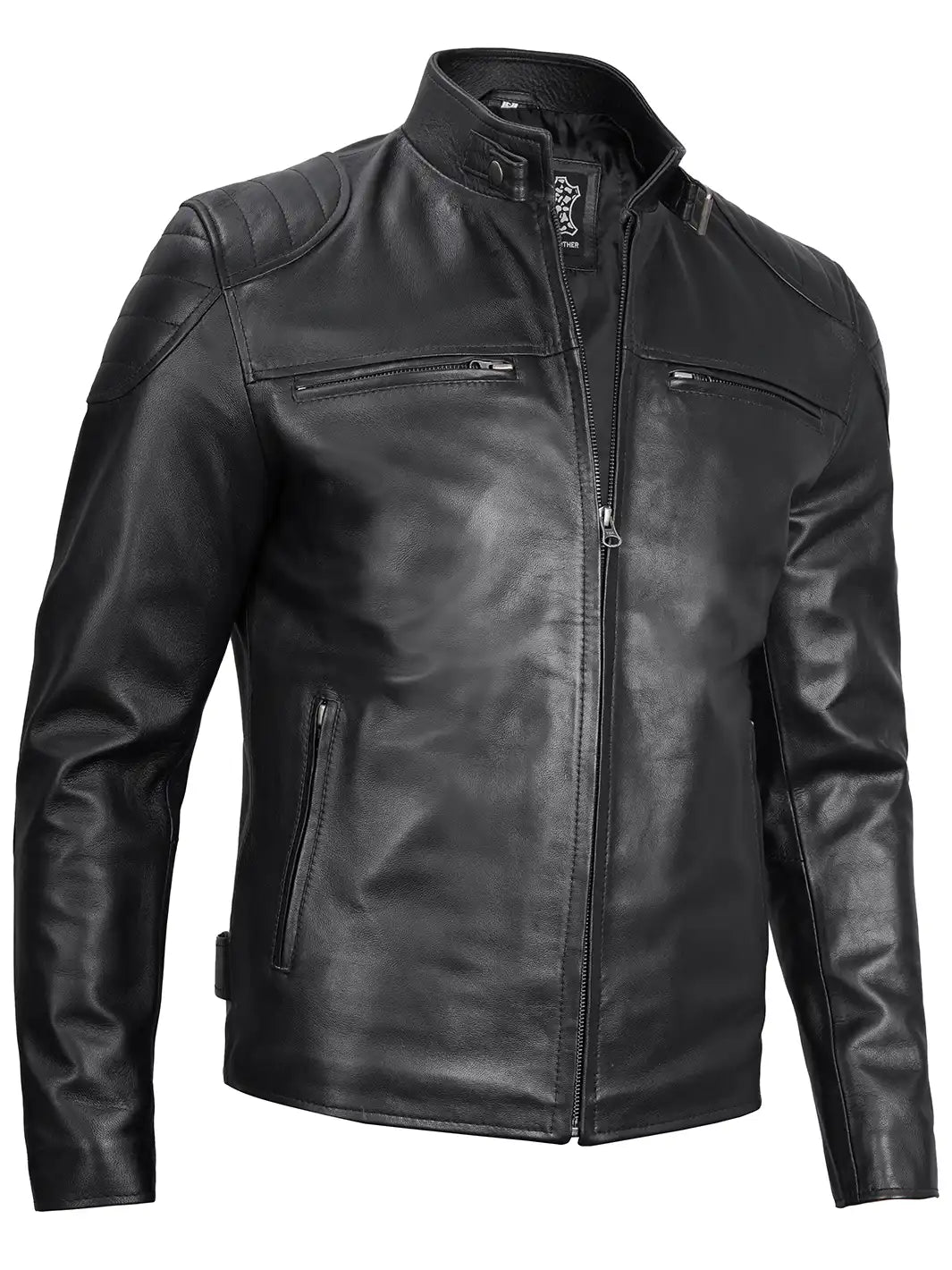 Veste en cuir homme noir