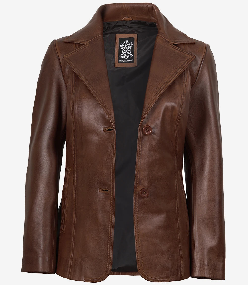 Blazer en cuir femme