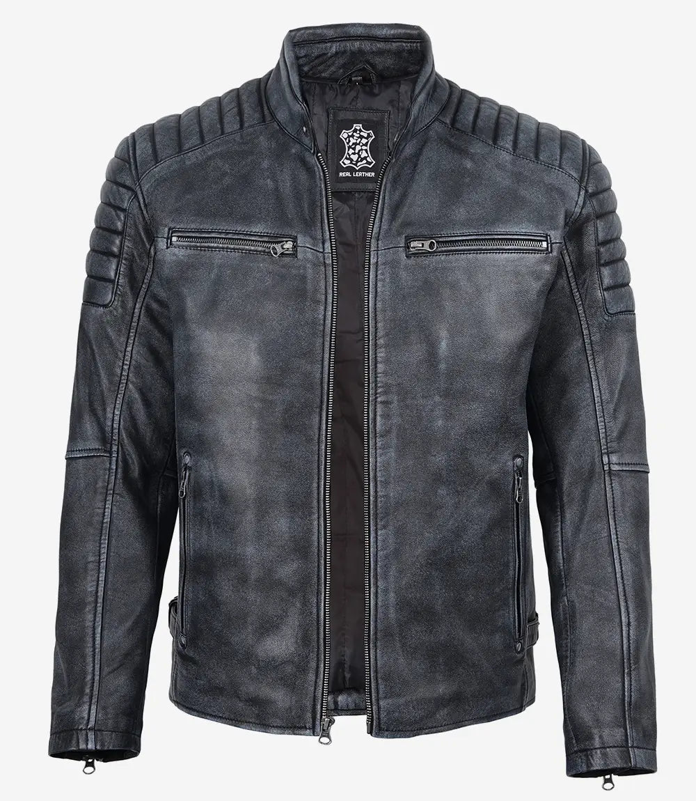 Blouson Pour Homme en Cuir D'agneau Noir
