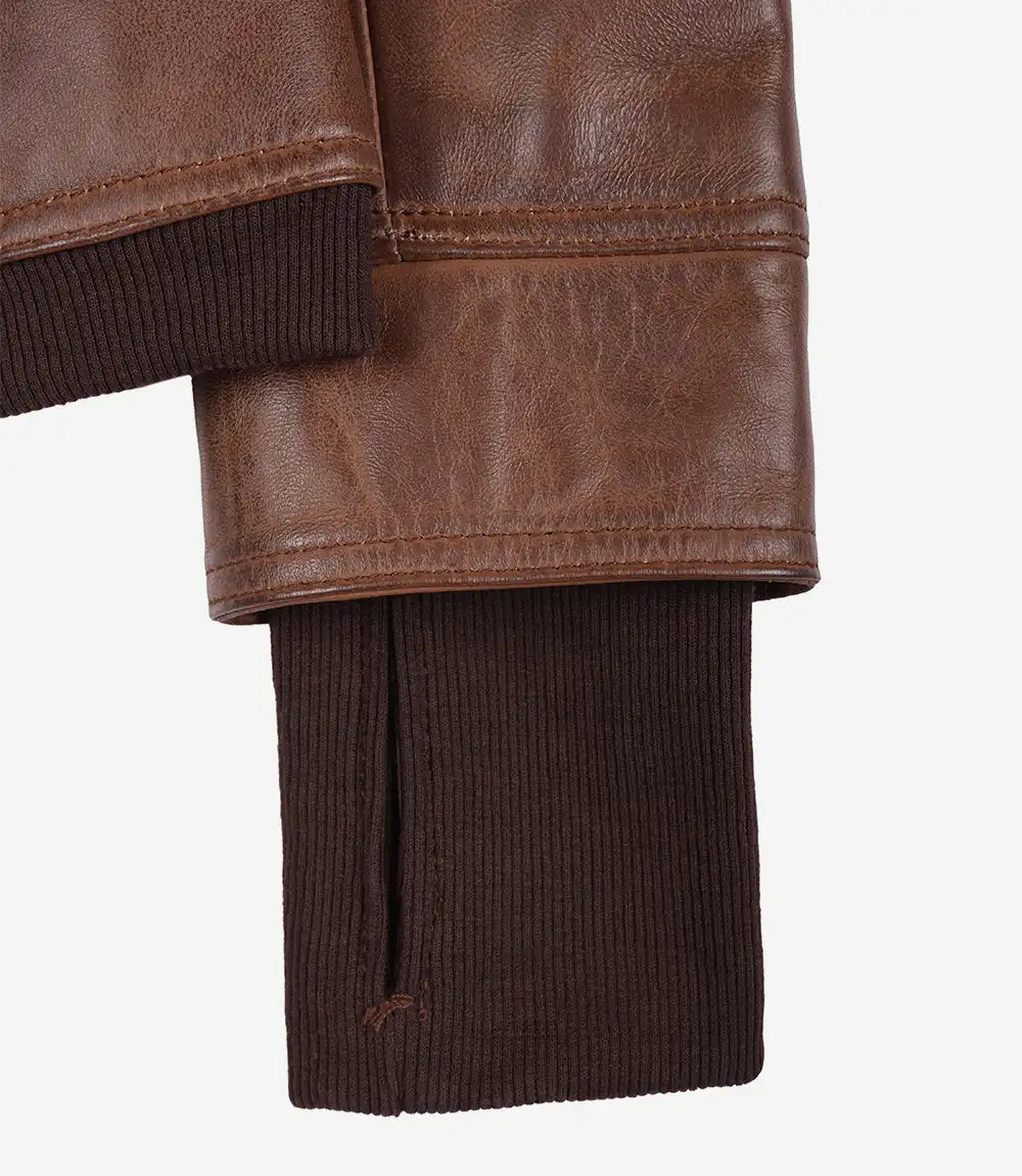 Blouson Bomber En Cuir Femme Marron