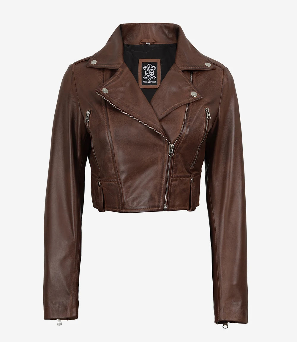 Pour Femme Courte Veste En Cuir