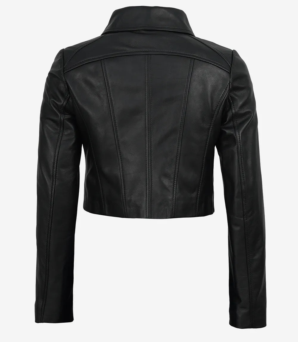 Pour Femme Noir Courte Veste En Cuir